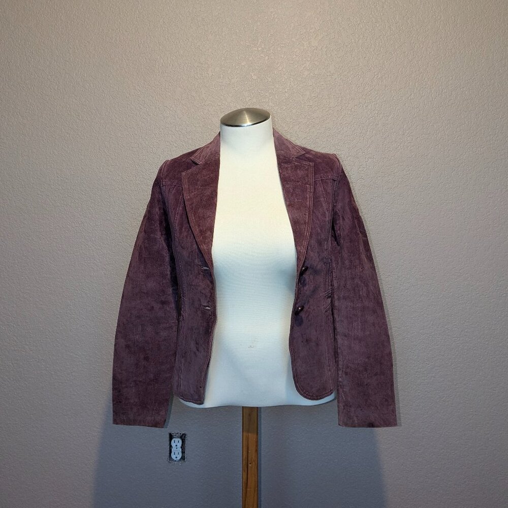 Miss Selfridge Purple Suede Genuine Leather Jacket M